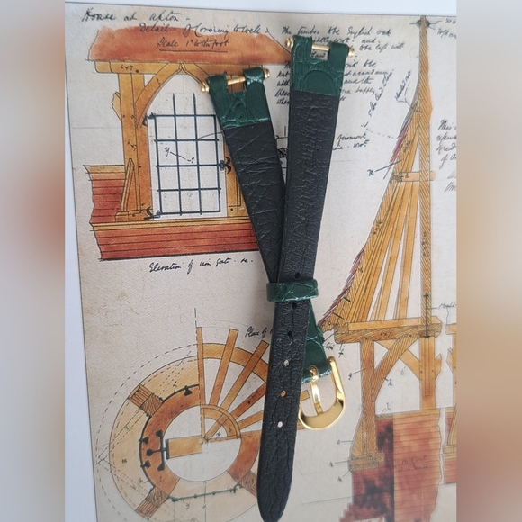 Green leather Watch wrist band - Picture 5 of 5